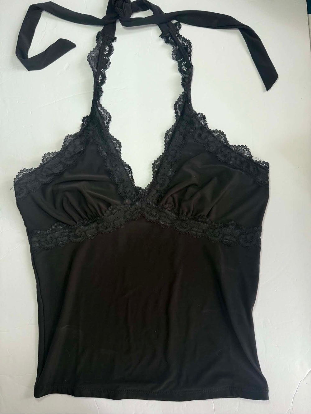 Moa Moa Halter Top Black with Lace Trim - Size M - NWT